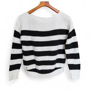 Lauren Ralph Lauren Black & white striped knit sweater size L